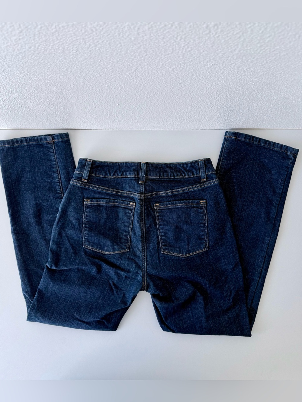 LL Bean Women’s Fleece Lined Straight Leg Denim Jeans Dark Wash 6 Petite 503187